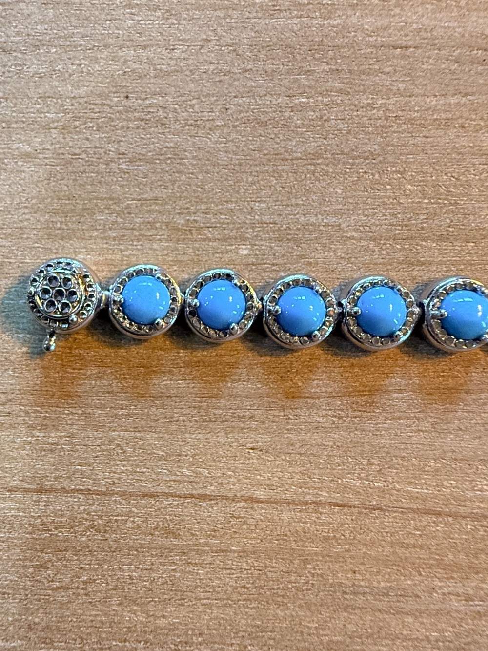 Sterling Silver and Turquoise Cabochon Women’s Tennis Bracelet 8” - Picture 8 of 11